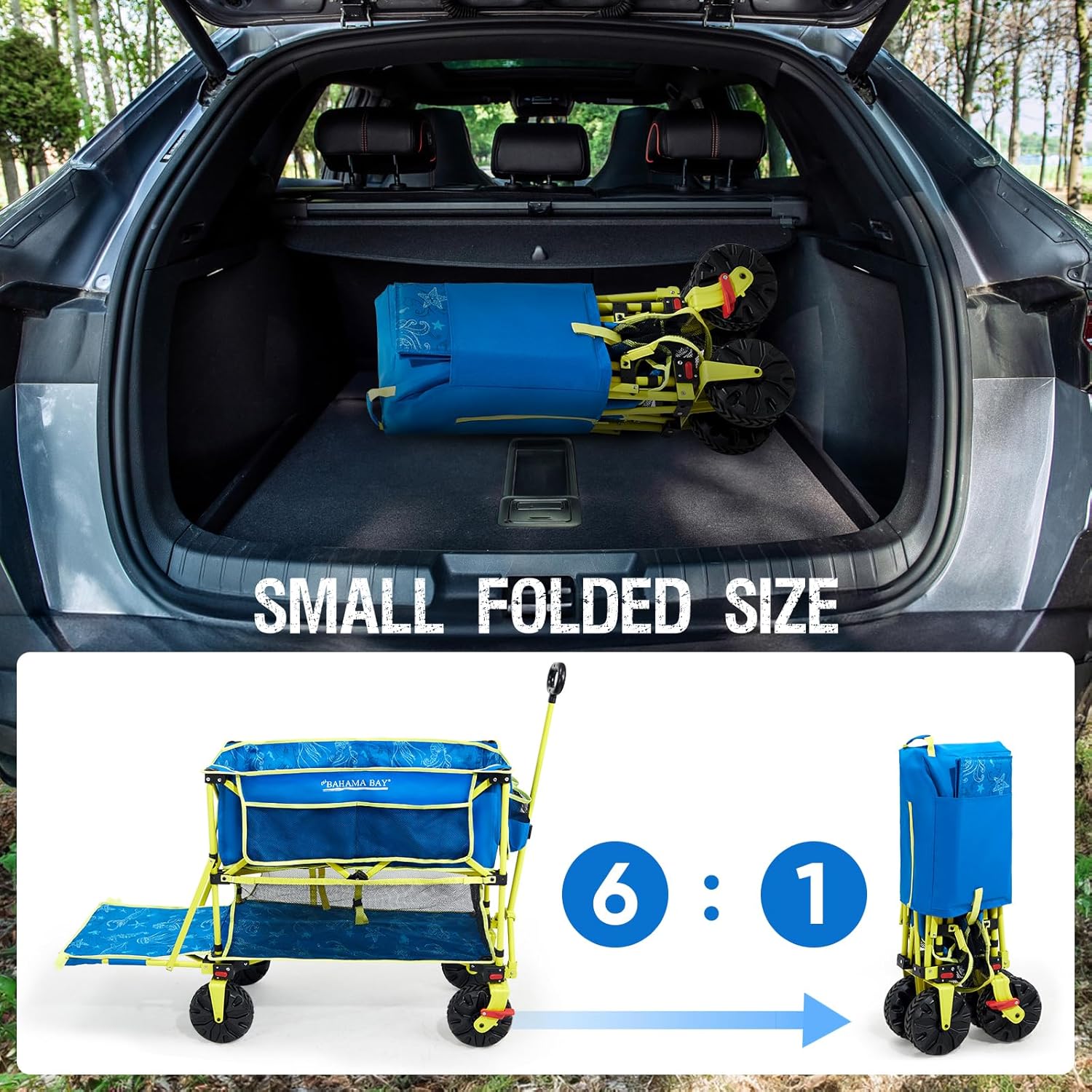400L Collapsible Double Decker Beach Wagon with Brakes  Folding Beach Cart with 54 Extra Long Decker  450LBS Heavy Duty Wagon Chart with All-Terrain Big Wheels for Sand Camping Garden